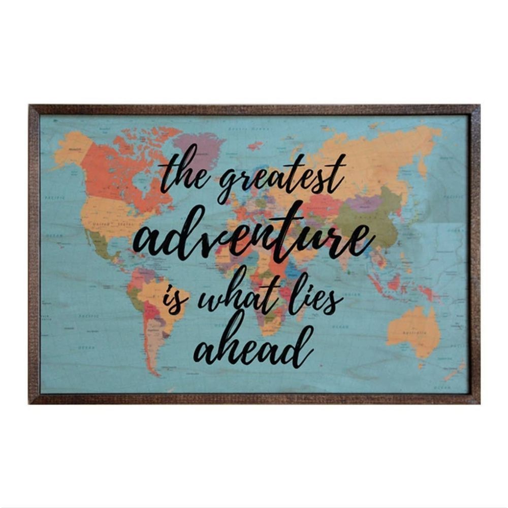 Distressed Wooden Frame Wall Art Sign The Greatest Adventure is What Lies Ahead